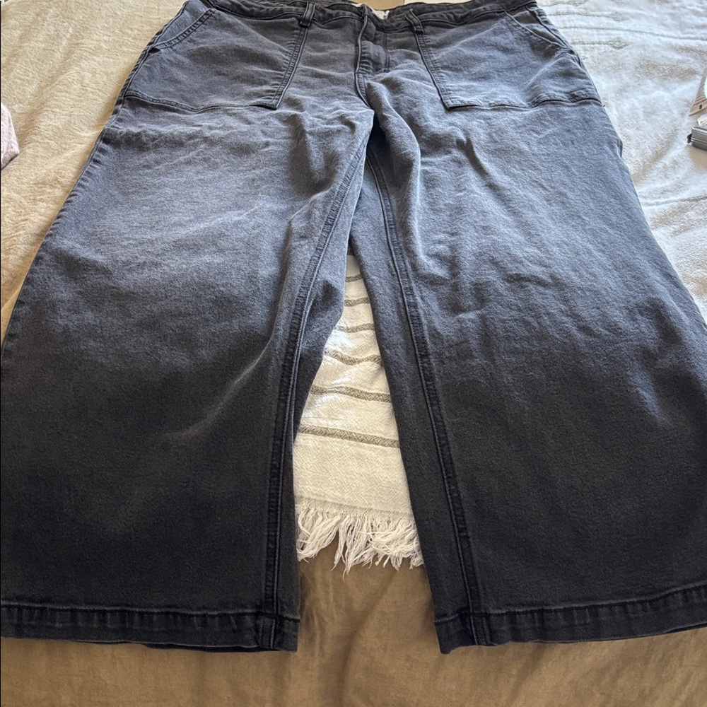 Carly Jean Los Angeles Wide Leg Flare Jeans in Faded Black